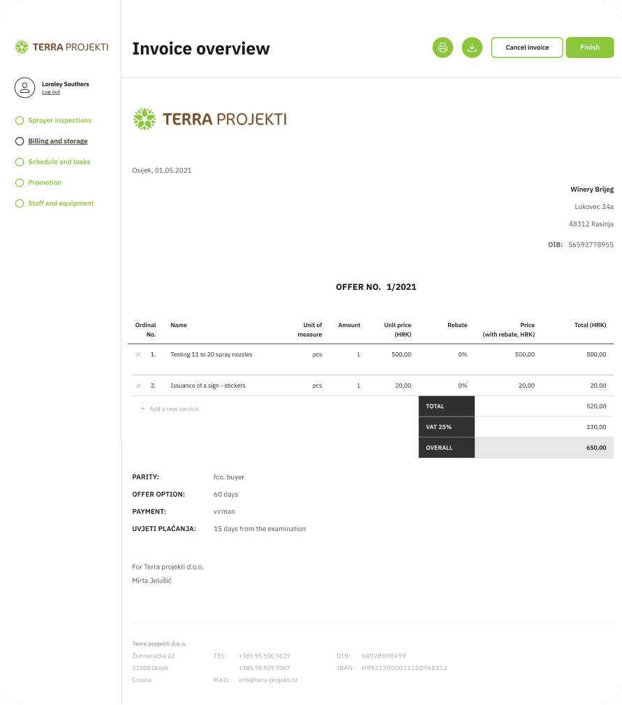 Invoice overview